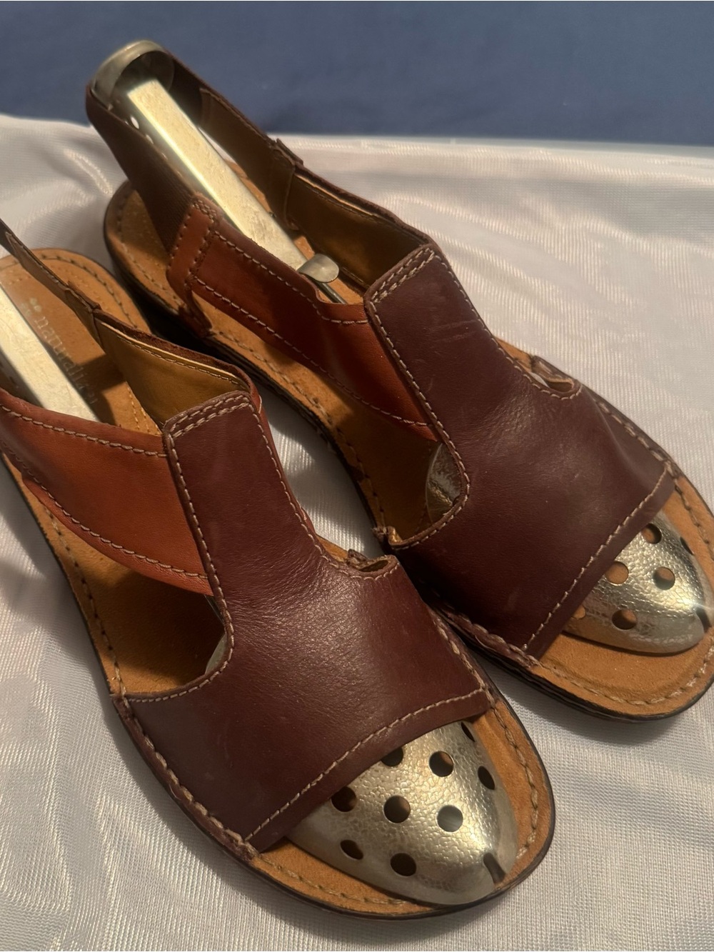 Naturalizer Women's Brown Leather Slingback Sandals 10 narrow
